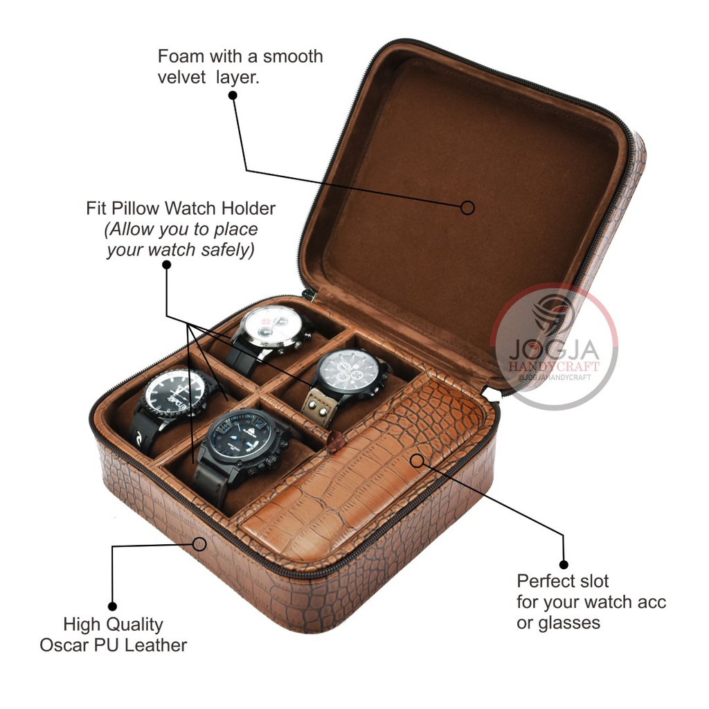 PREMIUM Travel Watch Box / Tempat Jam tangan travel / Kotak Jam Tangan