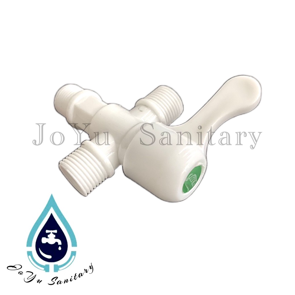 Stop Kran Cabang murah Plastik Putih F512-Keran air Shower kloset tee garansi bocor 1 tahun guarante