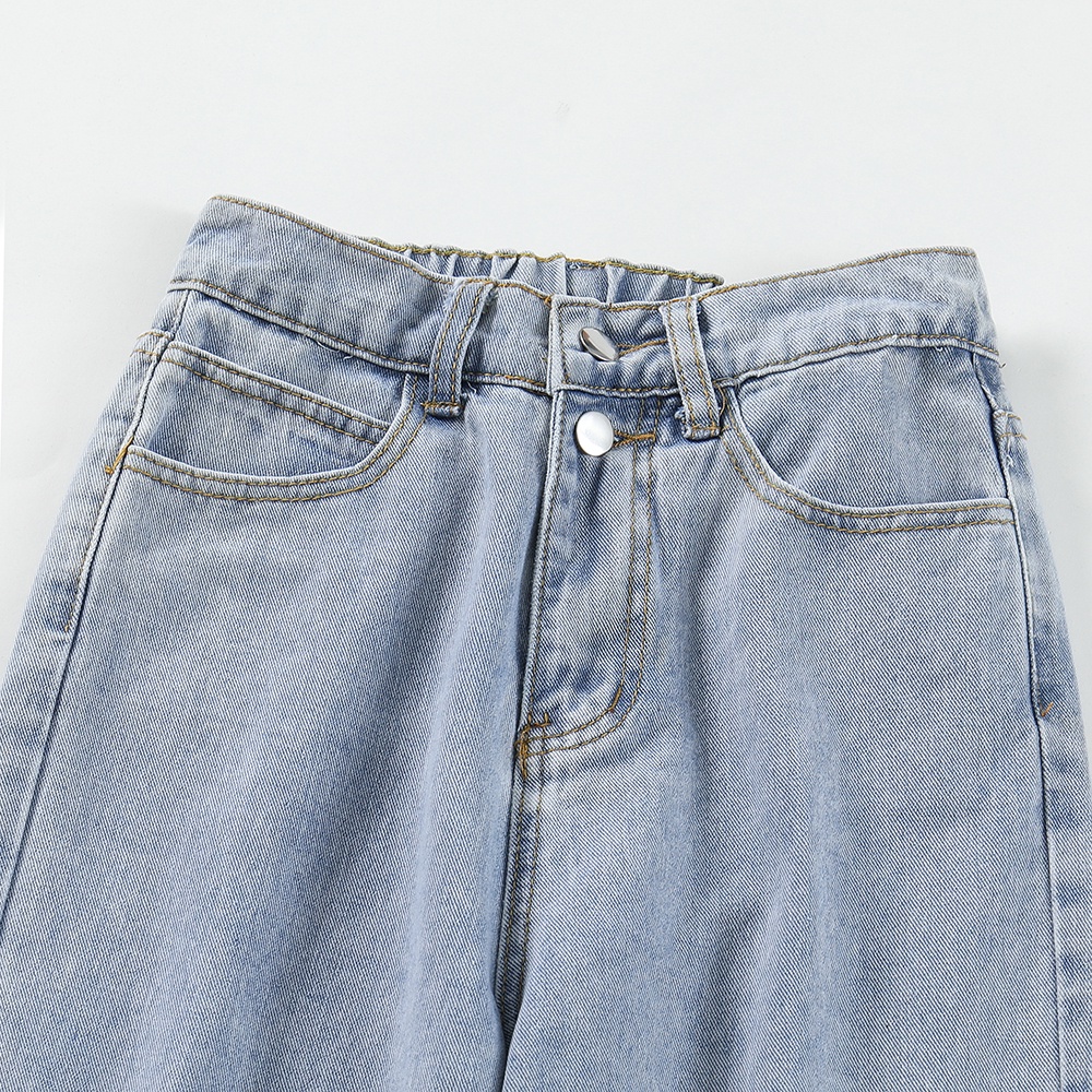 Biru Korea Celana Jenas Highwaist Celana Jeans Wanita Kualitas tinggi（relpict）