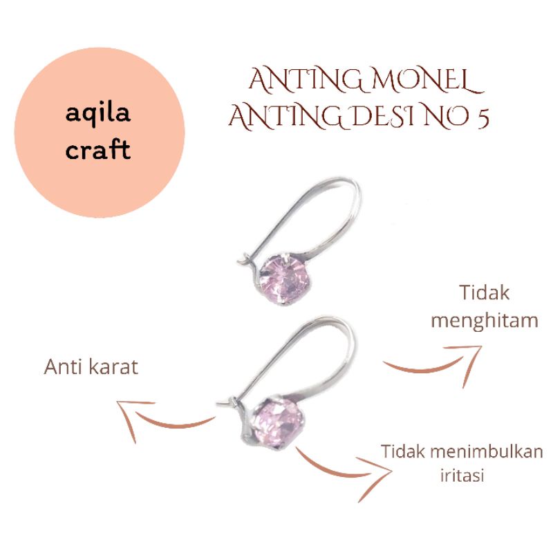 COD ANTING DESI MONEL DIAMOND NO 5 ANTING ANTI KARAT AKSESORIS WANITA STAINLESS STEEL