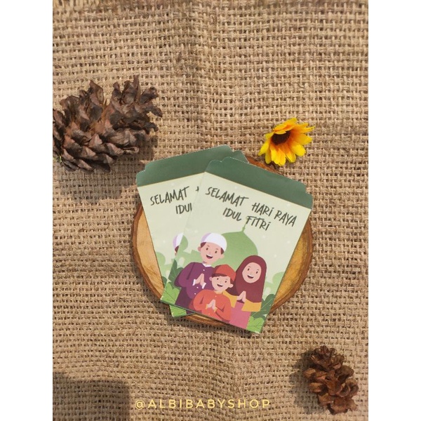 

Amplop Lebaran, angpau lebaran, amplop Idul fitri Karakter islam hijau Family