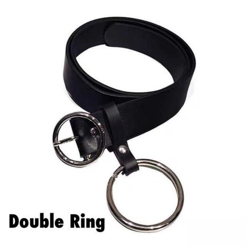 Ikat Pinggang Gesper Metal Sabuk Wanita Kulit PU Ring Bulat