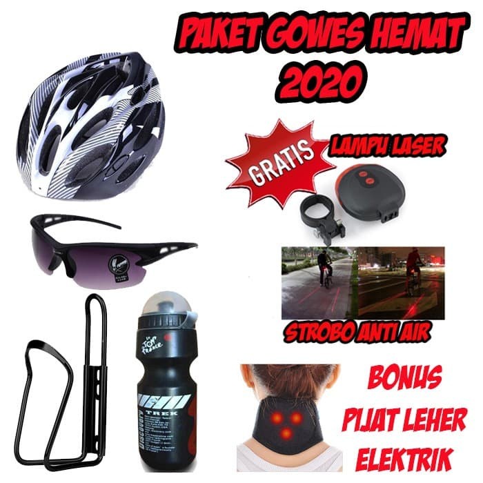 PAKET HELM SEPEDA GUNUNG MTB KACAMATA SEPEDA BOTOL MINUM SEPEDA