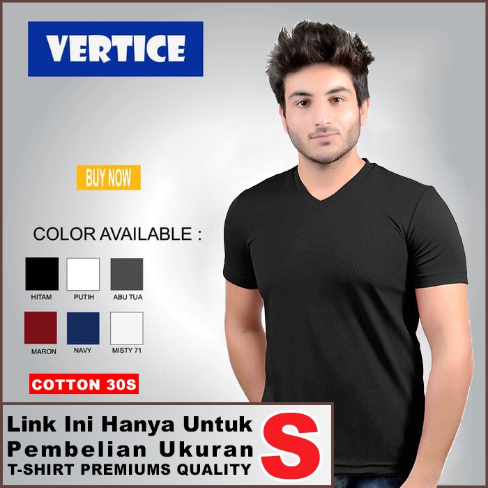 Vertice  Kaos Polos. Polosan Kaos Pria Cotton 30s V-Neck Pendek-Ukuran S