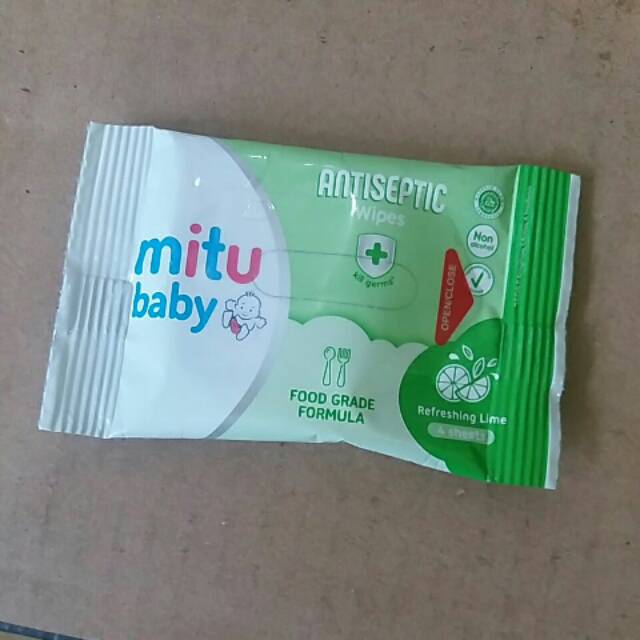 MITU BABY TISU BASAH (WET TISSUE) ANTISEPTIC REFRESHING LIME 1 PAK 4 SHEETS (PAK KECIL)