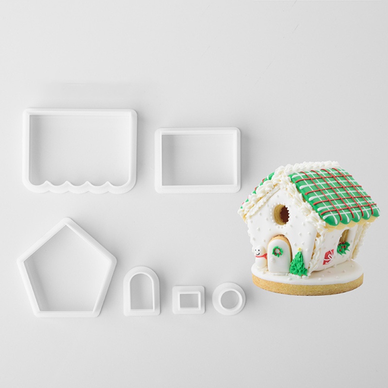 Zzz Set Cetakan Kue / Biskuit / Cookies Bentuk Rumah Jahe 3D Bahan Plastik Untuk Natal