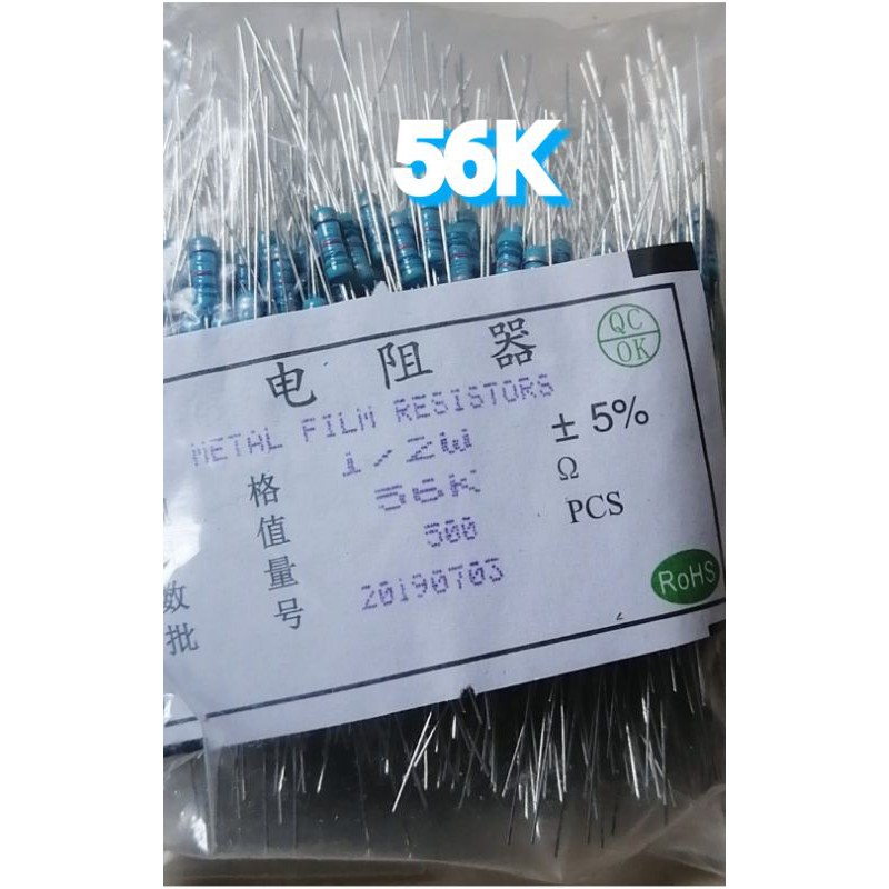 10, pcs, RESISTOR, 56K, 1/2 WATT