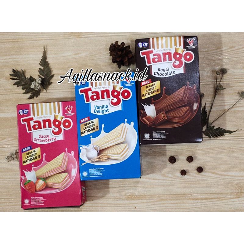 

Tango Wafer 7gr untuk rasa vanilla dan coklat, 5gr untuk rasa strawberry eceran 500