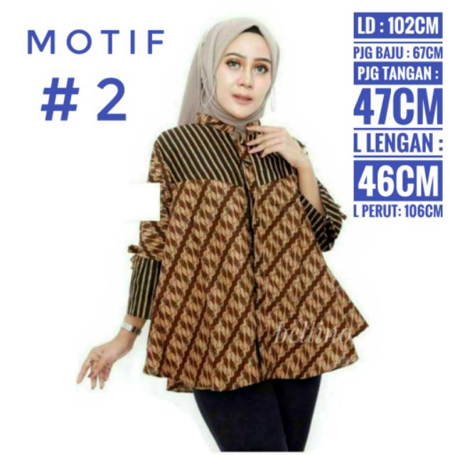 Blouse Wanita Model Lonceng Motif Batik Pekalongan Lengan Terompet Busui Friendly Baju Atasan Wanita