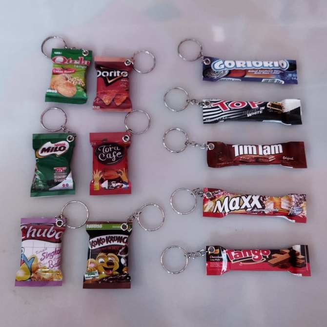 Ganci Gantungan kunci souvenir miniatur snack makanan minuman murah