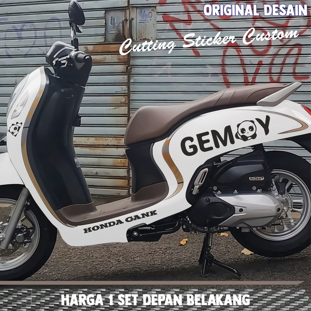 Bisa Custom Nama Cutting Stiker Scoopy Sticker Scoopy PANDA GEMOY Satu Set all varian
