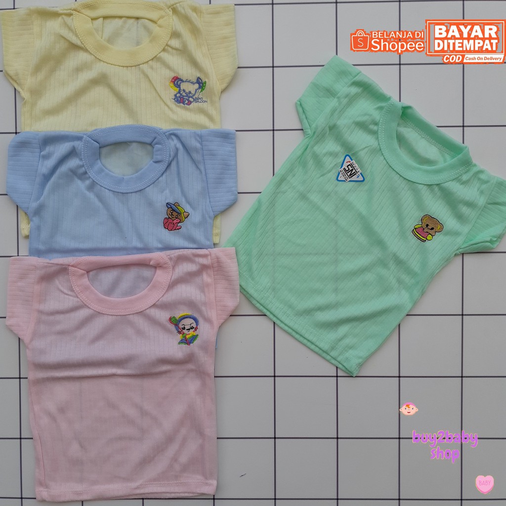 Kaos oblong bayi murah kualitas baik Meyga warna usia 6-12 Bulan isi 4 PCS