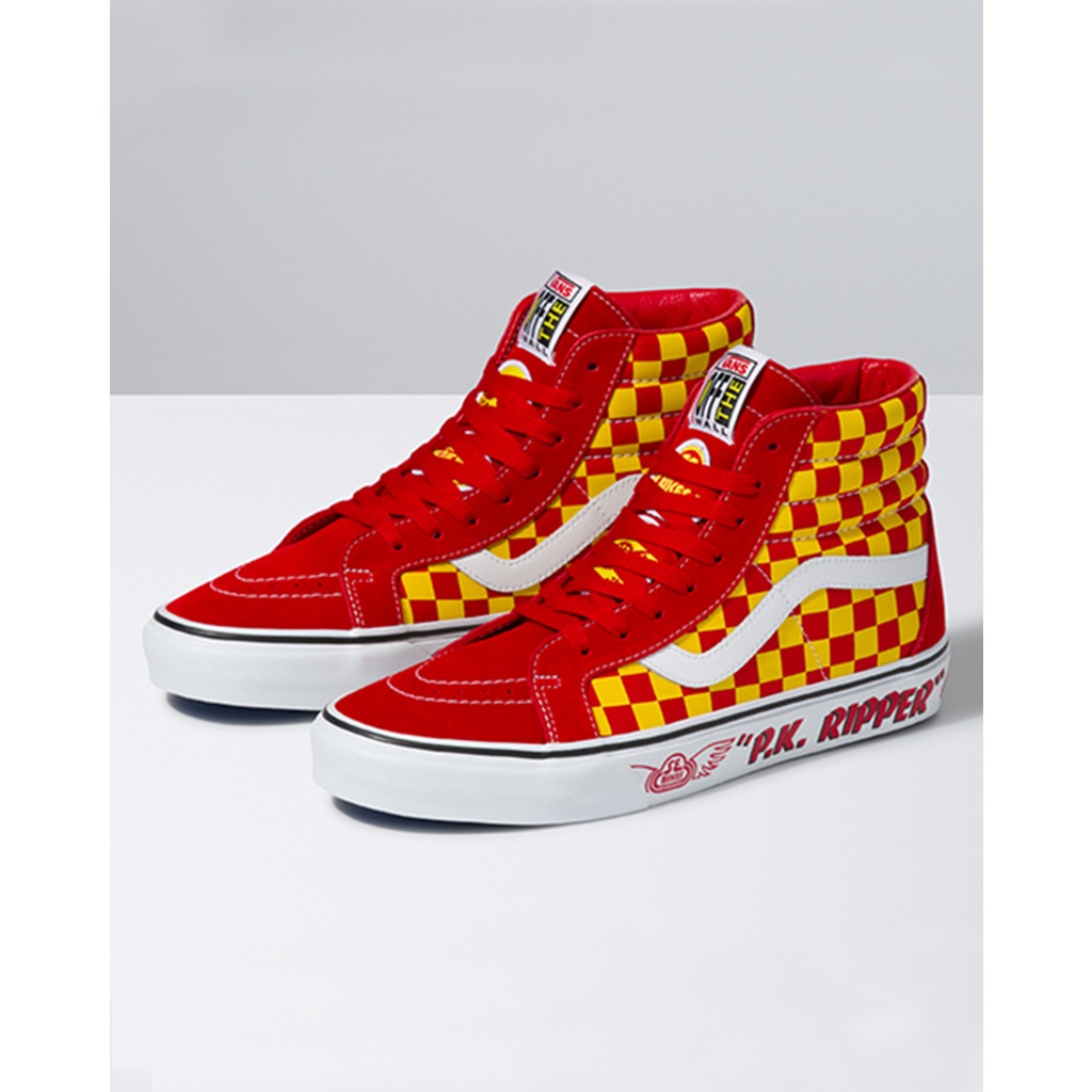 SEPATU VANS OFF THE WALL | SK8 HI REISSUE SE BIKES PK RIPPED / RED / YELLOW / REFLECTIVE