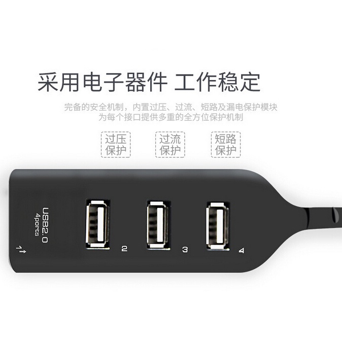 Portable USB Hub 2.0 4 Port - HB300004 HITAM