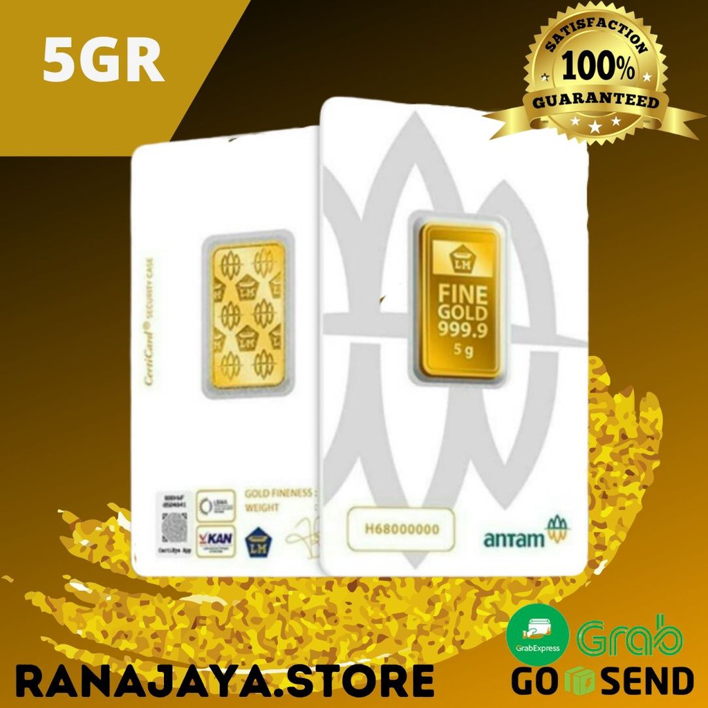 (TAHUN 2022) EMAS ANTAM 5 GRAM BATANGAN CERTICARD PRESS LOGAM MULIA