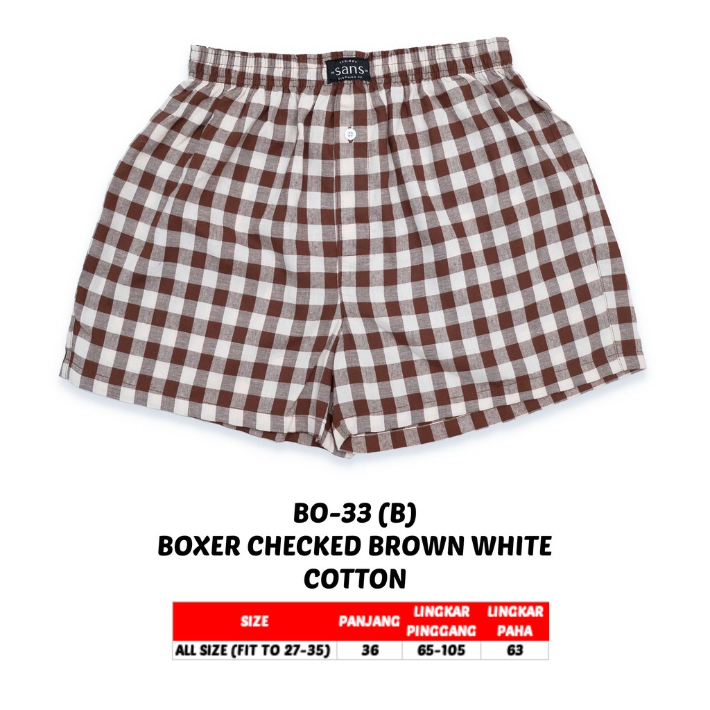 SANVANINA BO-33 Celana Boxer Unisex Checked | Celana Santai | Boxer Kotak Kotak