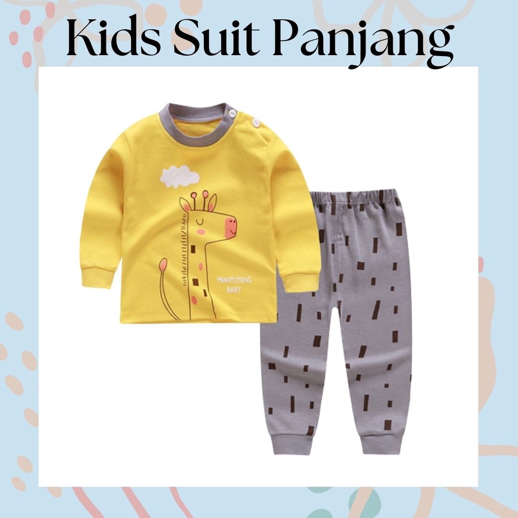 LittleAaron KIDS SUIT PANJANG Setelan Anak Bahan Kaos Lengan + Celana Berkualitas Import cewek cowok NEW1