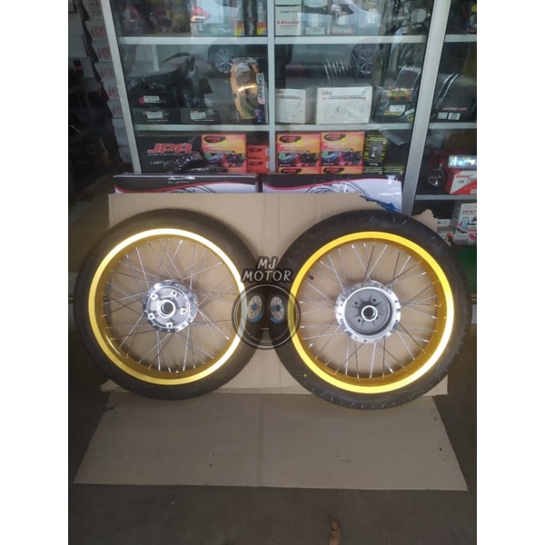 Paketan Velg dan Ban Vixion Old/New tapak lebar 17x185/215 bonus stel siap pasang