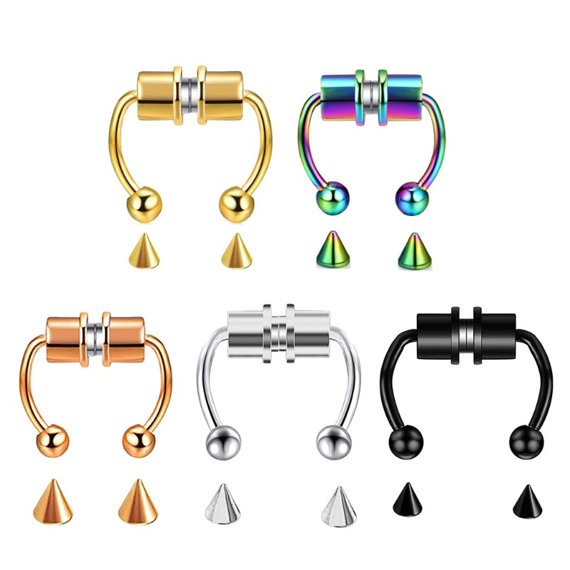 Moonlight&quot; Magnetic Septum Nose Ring Horseshoe Fake Nose Ring Hoop Non-Piercing Jewelry