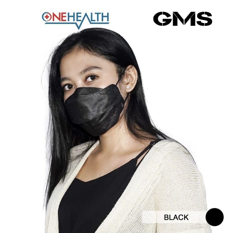 Masker Medis ERGO+ 4D Onehealth Black Colour Edition Per Box isi 25 Pcs