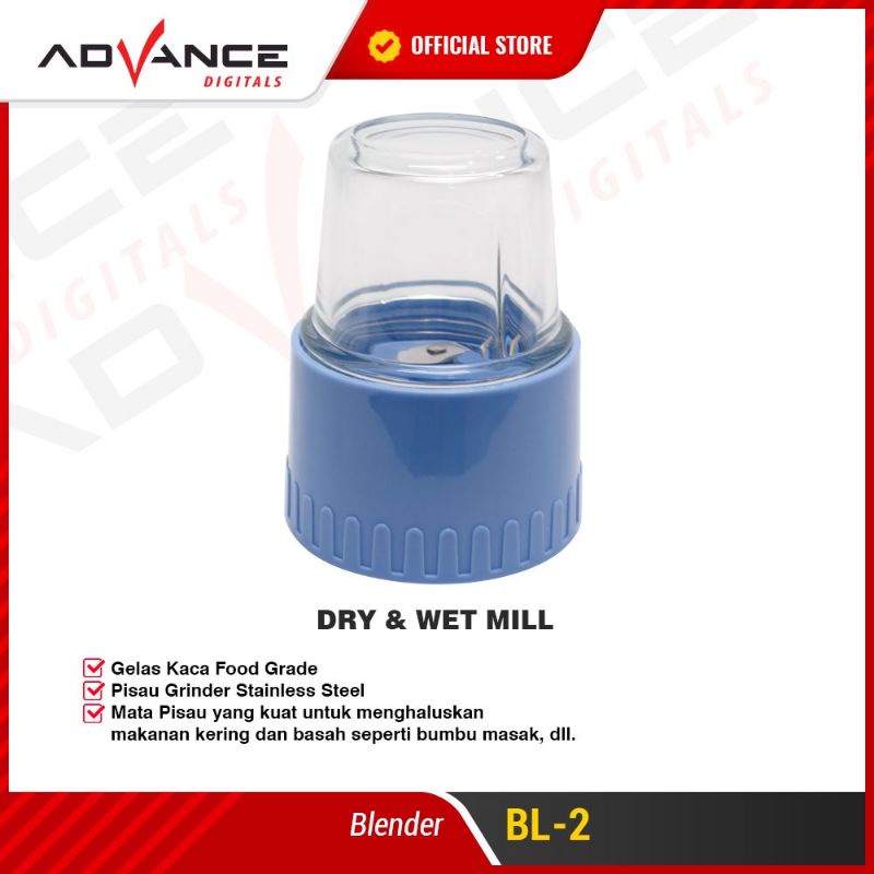 Blender Multifungsi Advance BL-2 Tabung Kaca 1.2 Liter Garansi Resmi Advance 1 tahun