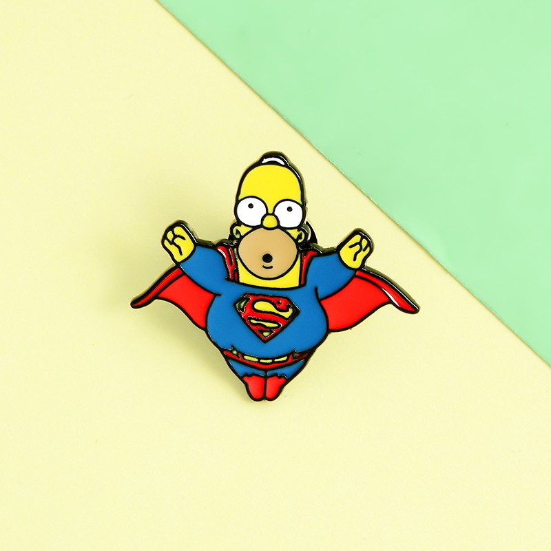 Bros Pin Enamel Desain Kartun Simpson Superman Untuk Kerah Pakaian