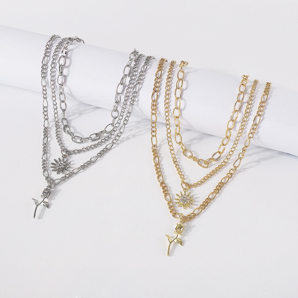 Kalung Rantai Banyak Lapis Gaya Korea Untuk Wanita Element