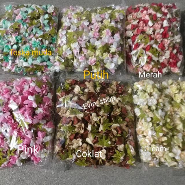 Bunga kombinasi putik daun 1/72 pcs/bisa mix warna