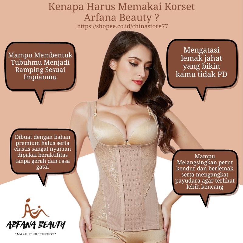 Korset Pelangsing Perut 6 Rows Hooks Waist Cincher Body Shaper Corset Vest Top VESH UP CHS0153