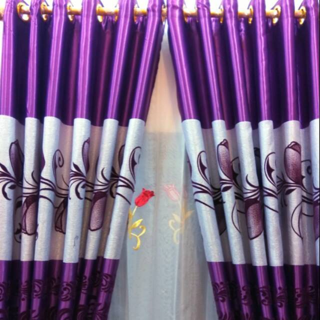 Hordeng gorden bludru import ungu bahan tebal dan motif Hordeng gorden bludru import ungu bahan tebal dan motif