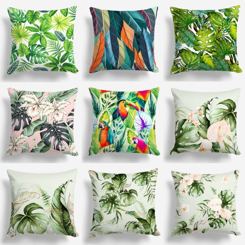 BANTAL SOFA PRINT MOTIF DAUN LEAVES MONSTERA 40X40 CM