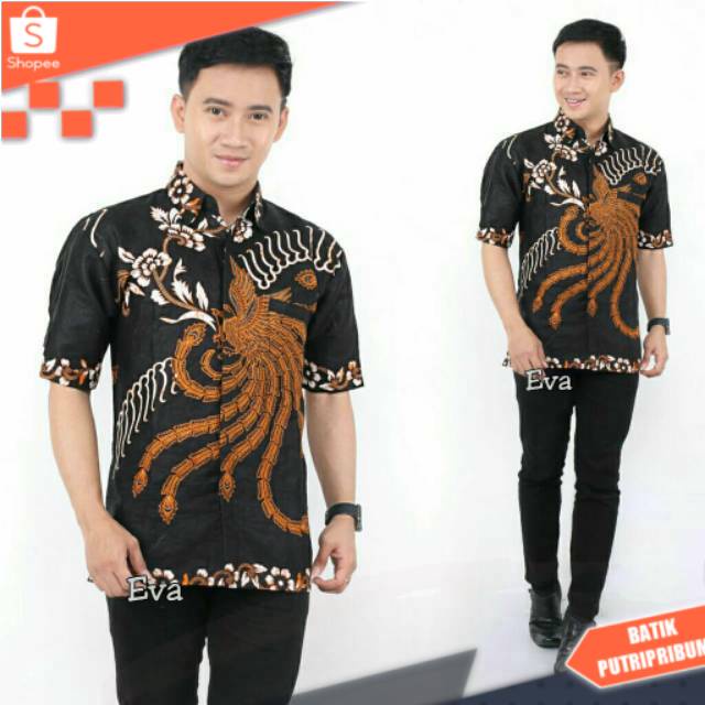 Kemeja Cendrawasih Monochrome Hem M L Xl Xxl