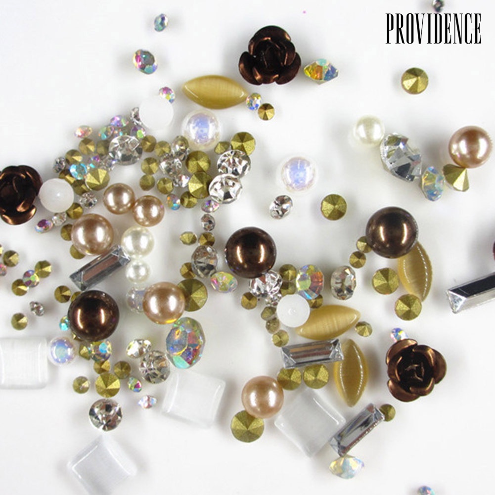 Providence Multi-shape Rose Flower Faux Pearl Rhinestone 3D Nail Art DIY Manicure Decor