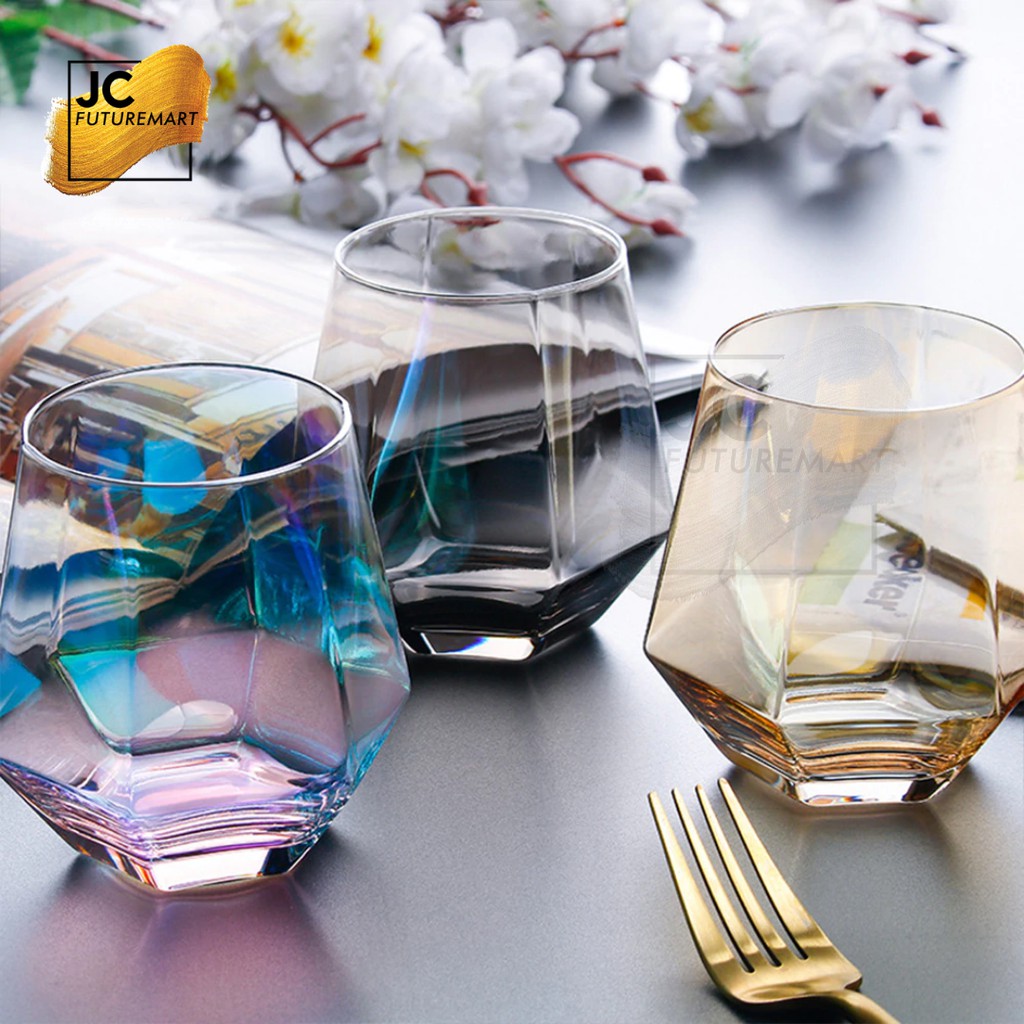 GELAS MINUM KACA CRYSTAL DIAMOND SHAPE | KOPI WINE WHISKEY