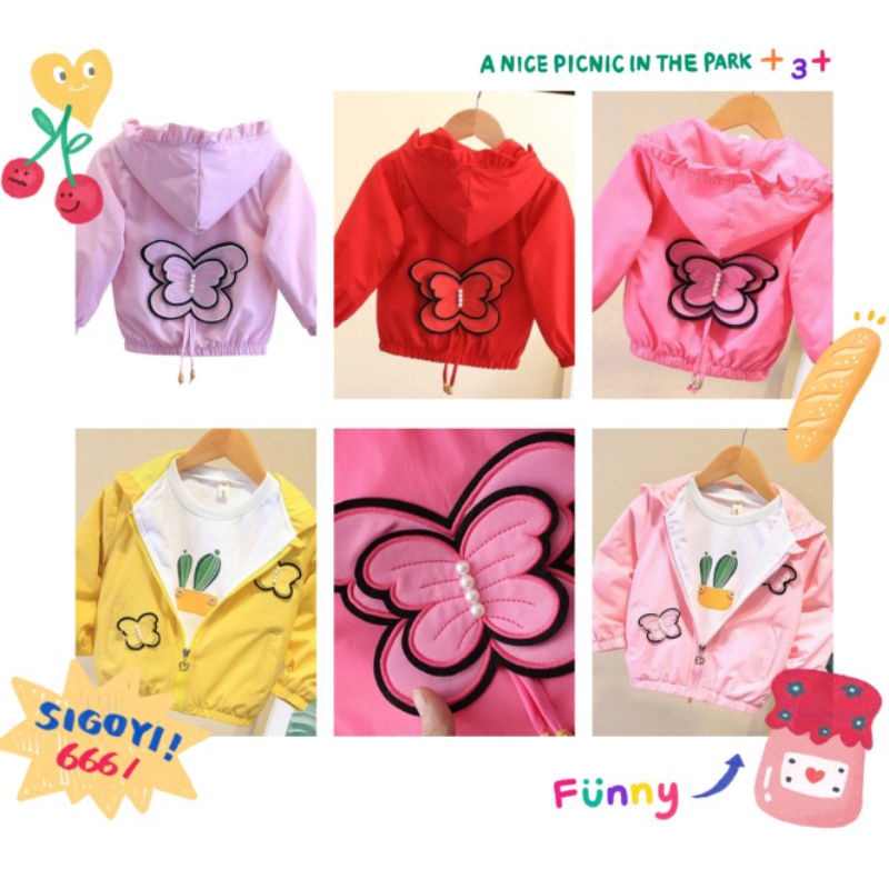 jaket anak import perempuan kupu kupu lucu terbaru dan termurah