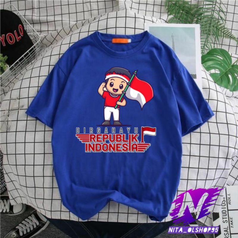 kaos anak dirgahayu Indonesia baju anak 17san animasi 17 agustusan