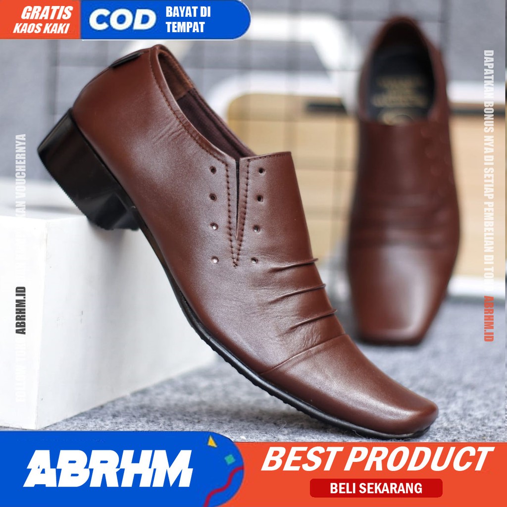 ABRHM X REMPEL Sepatu Formal Pria Sepatu Pantofel Kulit Asli Sepatu Pria Casual Sepatu Kasual Oxford Kerja Kantor Kuliah Kondangan Gaya Keren Kekinian Original Murah Terlaris