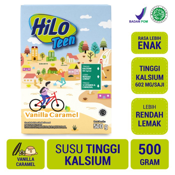 Produk Eksklusif HiLo Teen Vanilla Caramel 500gr - Susu Tinggi Kalsium Terlaris