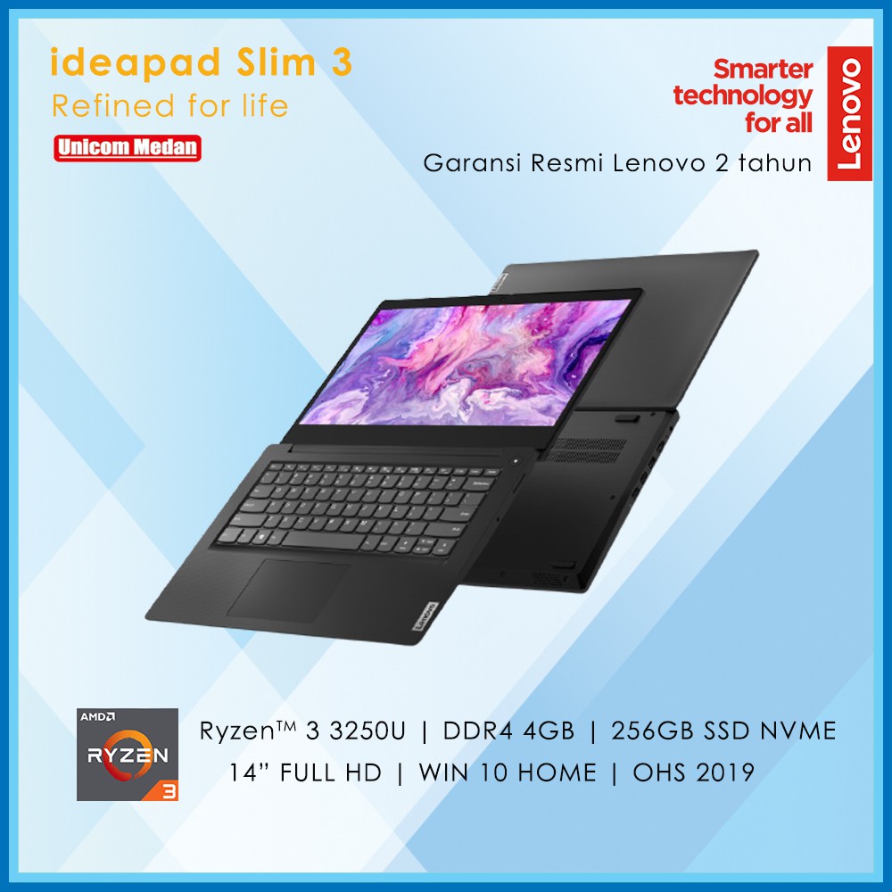 Lenovo ideapad Slim 3 AMD Ryzen 3 3250U | DDR4 4GB | 256 SSD NVME