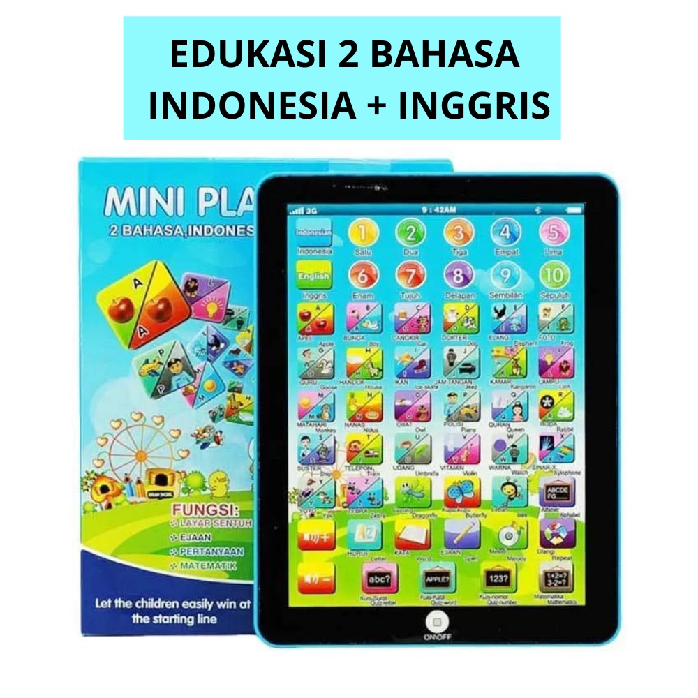 Mainan Edukasi Mini Playpad 2 Bahasa Inggris Indonesia English Edukatif Anak Laki Laki Cowok Perempu