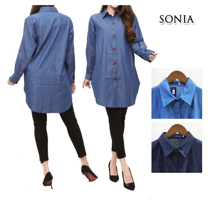 ZAINAB_SHOP60 JUAL BLOUSE JEANS SONIA / BLUS JEANS / BLUS WANITA / ATASAN WANITA / BAJU TERPOPULER