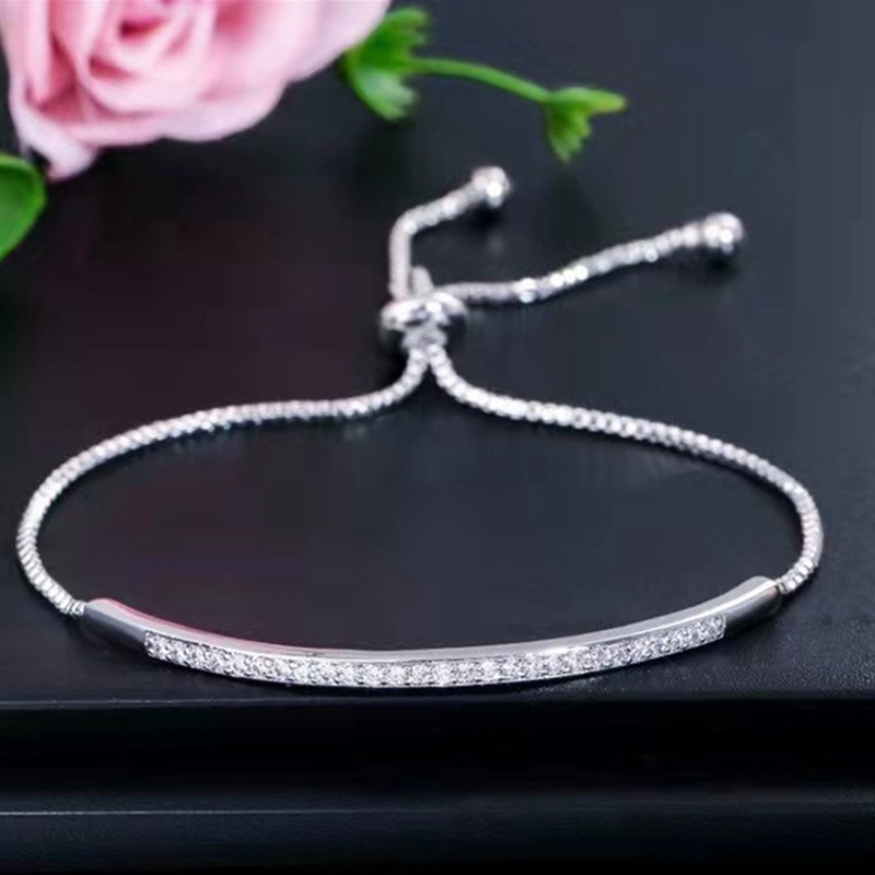 Gelang Rantai Sterling Silver 925 Hias Cubic Zirconia Untuk Wanita