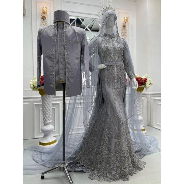 Gaun pengantin couple/Gaun pengantin full payet/Wedding dress