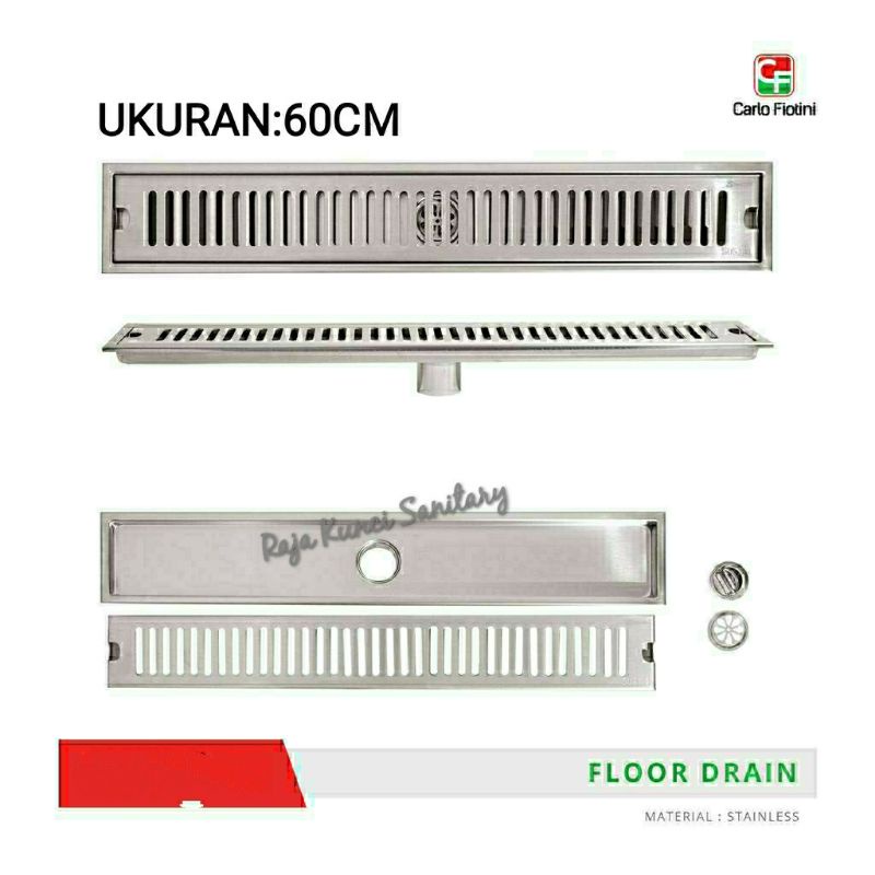 Floor Drain Tile Insert Panjang 60cm Stainless/Saringan Got Stainless Kathub Anti Bau Kecoa