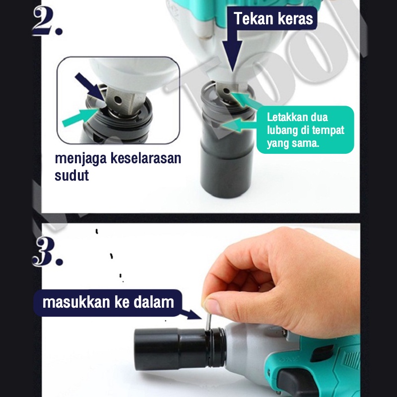 Reaim 288V Cordless Impact wrench 2 baterai cordless mesin pembuka baut ban bor set impak buka motor mesin bor untuk baut mobil