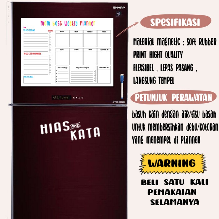 

Star Mum Bos Weekly Planner Magnet Tempelan Kulkas Magnetic Planner Promo