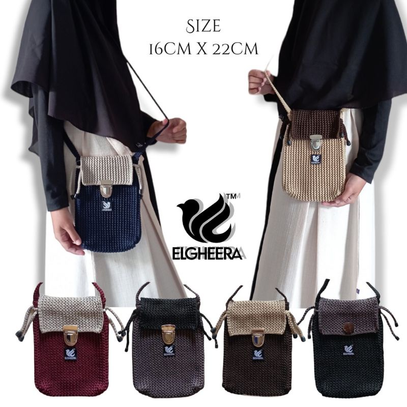 BY ELGHEERA Tas Selempang Rajut Sling Bag NEW 16 cm x 22 cm / TAS SLOT GESPER