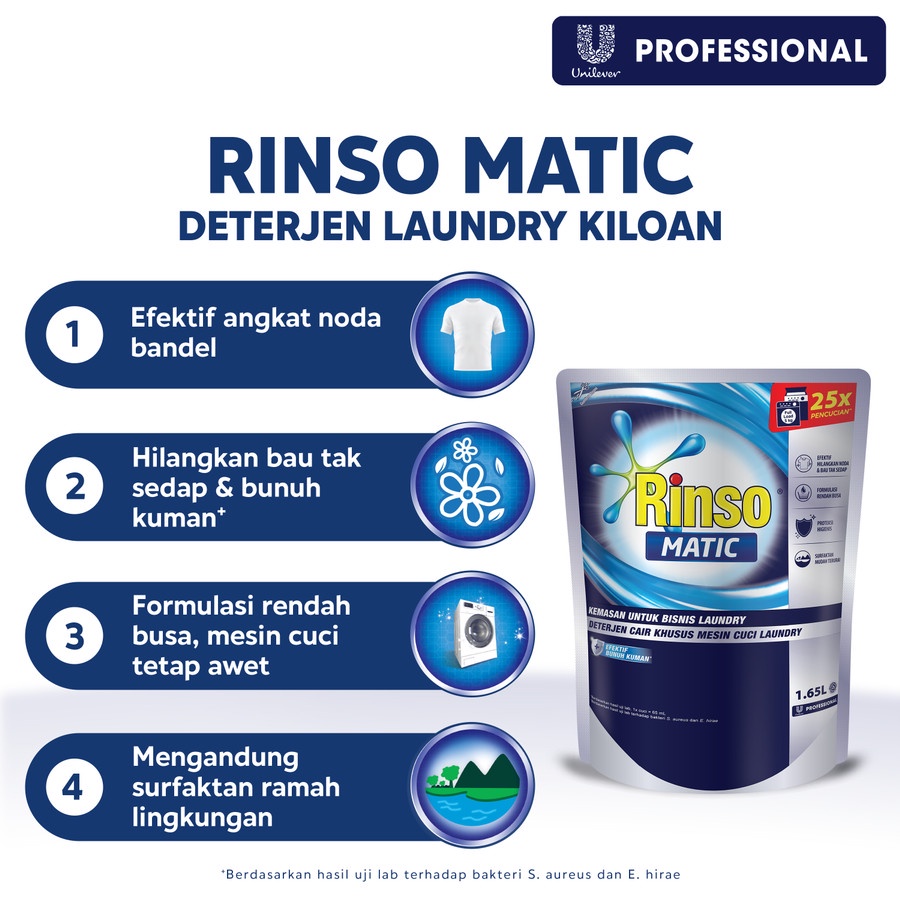 Rinso Matic Professional Deterjen Laundry Kiloan Cair 1.65L