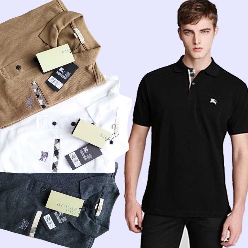 lovemecorner HOT ITEM ORI EKSPOR BURBERRY** POLO MAN KAOS POLO PRIA STRETCH FULL TAG LABEL POLYBAG