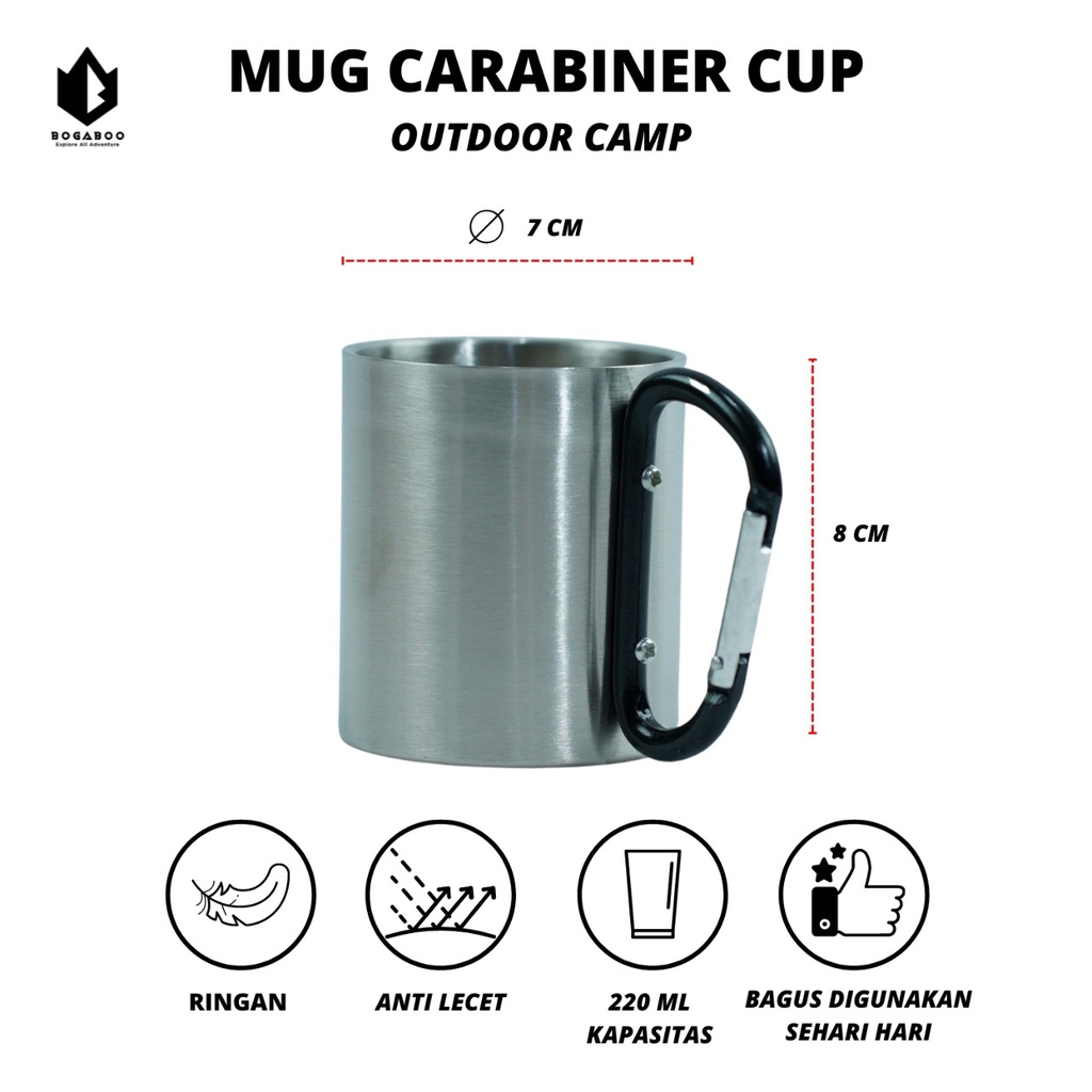 Cangkir Carabiner 180ml - Cangkir Gunung - Cangkir Outdoor - gelas karabiner - gelas outdoor - gelas portable - mug karabiner